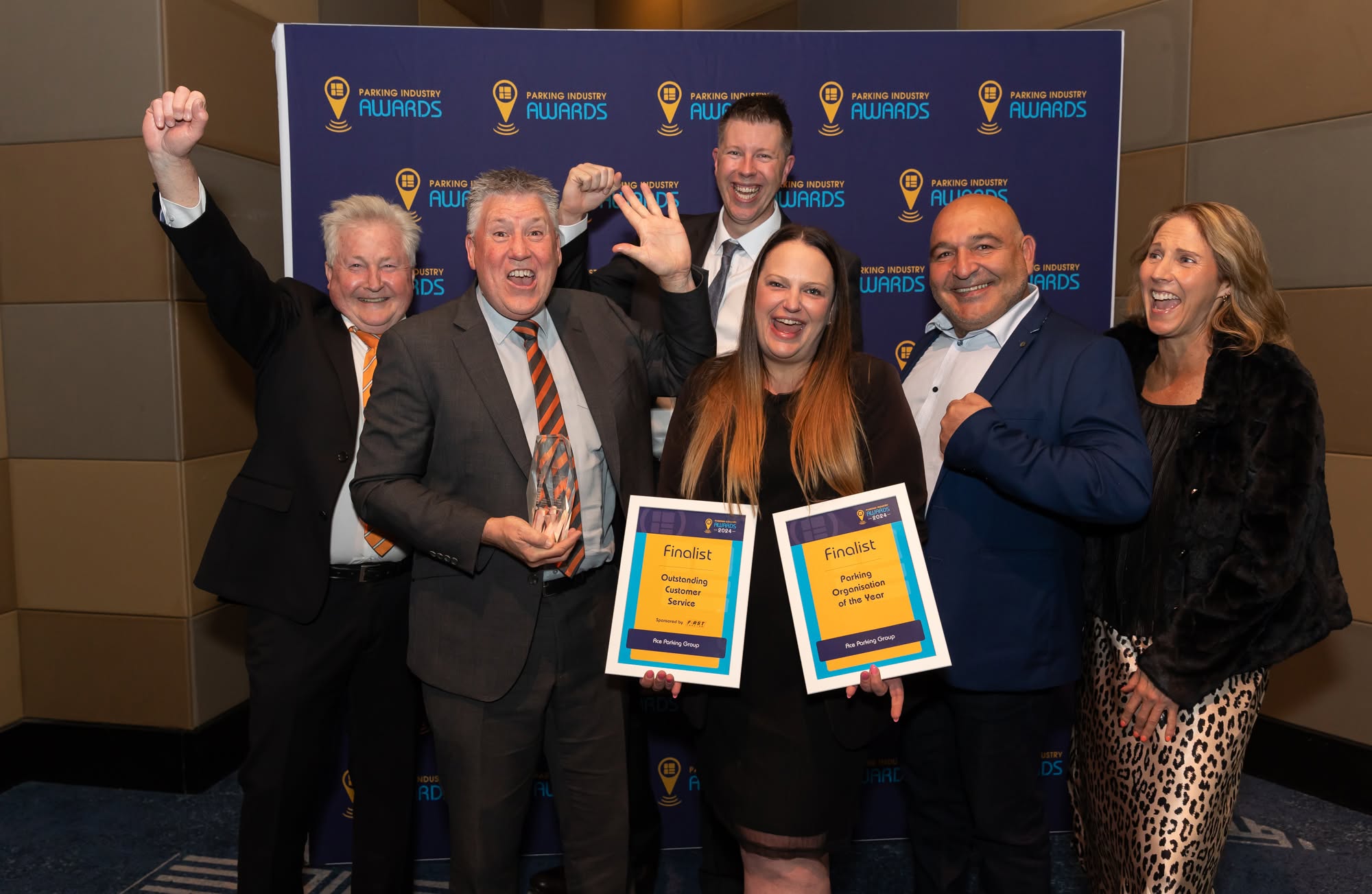 Ace Parking team at the 2024 Parking Industry Awards after Steve Whitford was named Emerging Leader of the Year